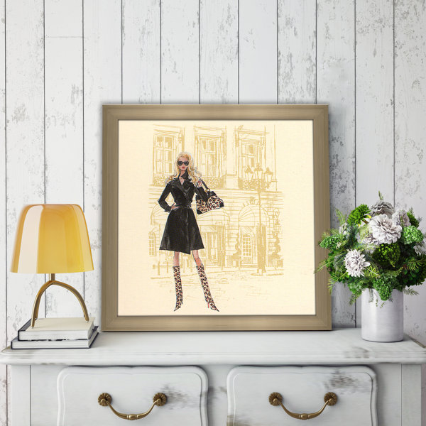 PicturePerfectInternational Black Trench Coat Barbie® Framed On Paper by Robert Best Print